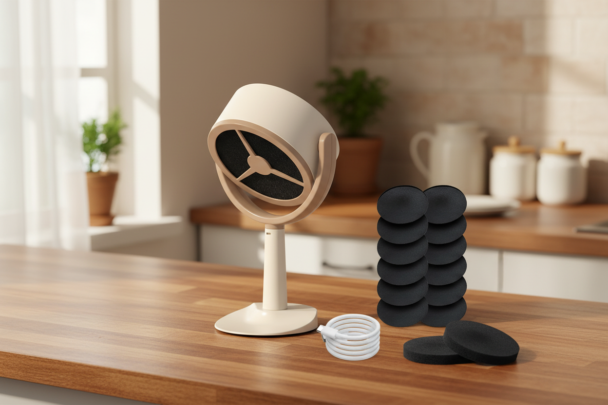 Realistic product with accessories on natural background